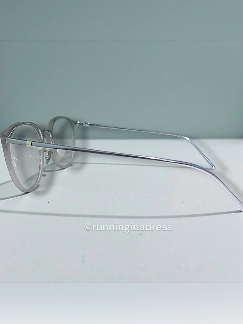 LINDA FARROW Calthorpe Oval Optical Glasses NWT Milky Grey White Gold Titanium